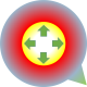 QO logo with arrows in 4 directions from the center