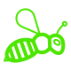a bee (in green)