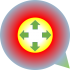 QO logo with arrows in 4 directions from the center