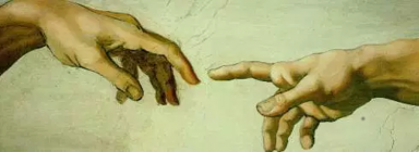 The hands of God and Adam, from Michelangelo, Sistine Chapel 