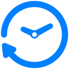 stylized clock with clockwise arrow on perimeter